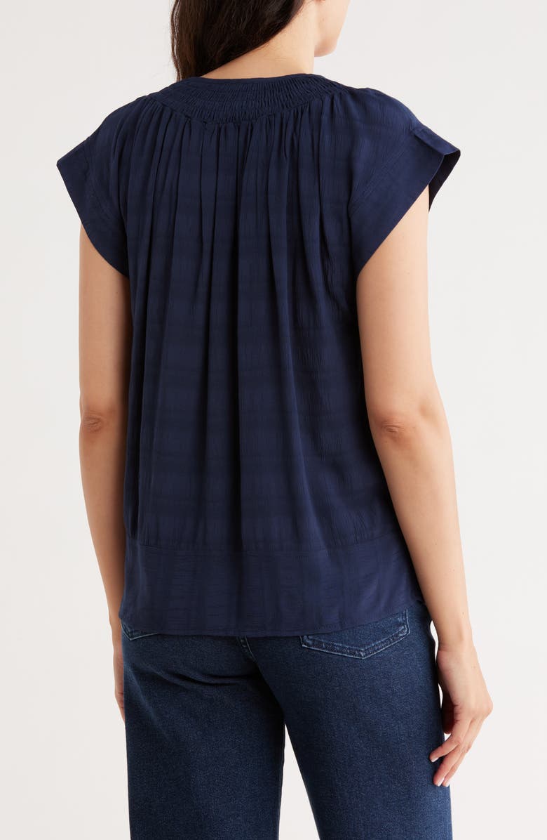 Bobeau Embroidered Flutter Sleeve Top, Alternate, color, Navy/ Sand