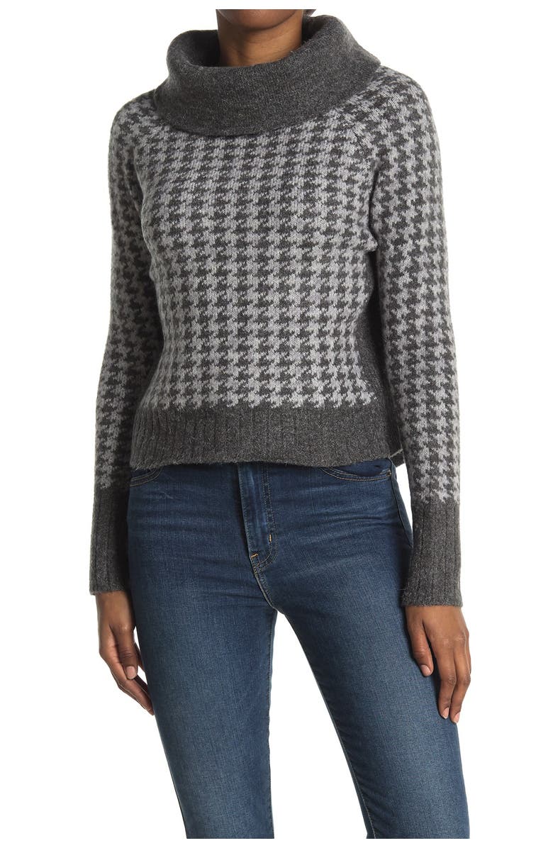 CLOTH BY DESIGN Houndstooth Plush Turtleneck Sweater, Main, color, 