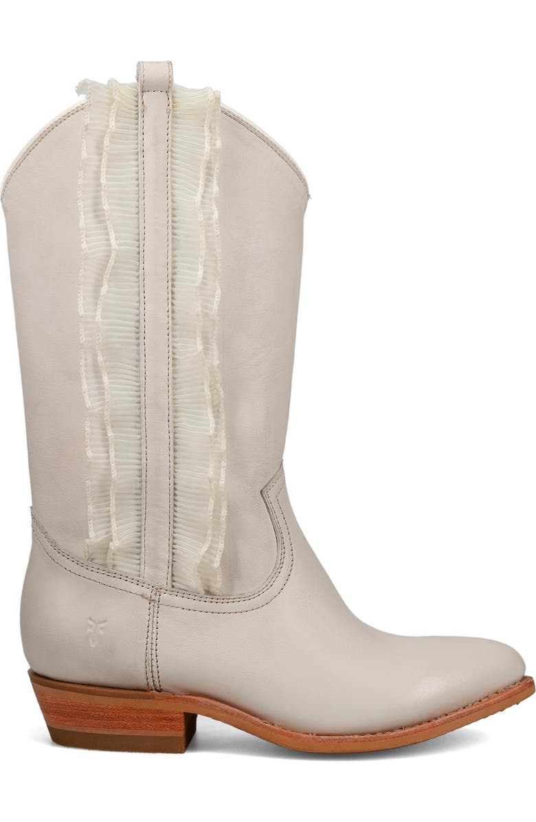 Frye Billy Ruffle Western Boot, Alternate, color, Ivory