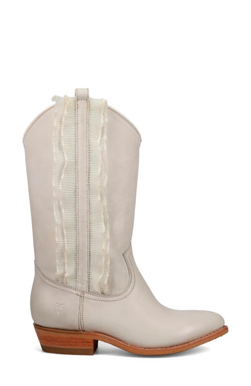 Frye Billy Leather Ruffle Western Boots In Ivory