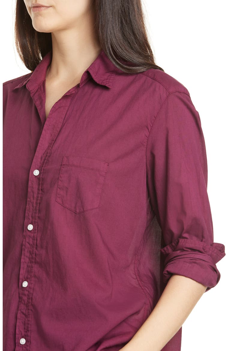 Eileen Relaxed Button-Up Shirt, Alternate, color, BERRY LIGHT POPLIN