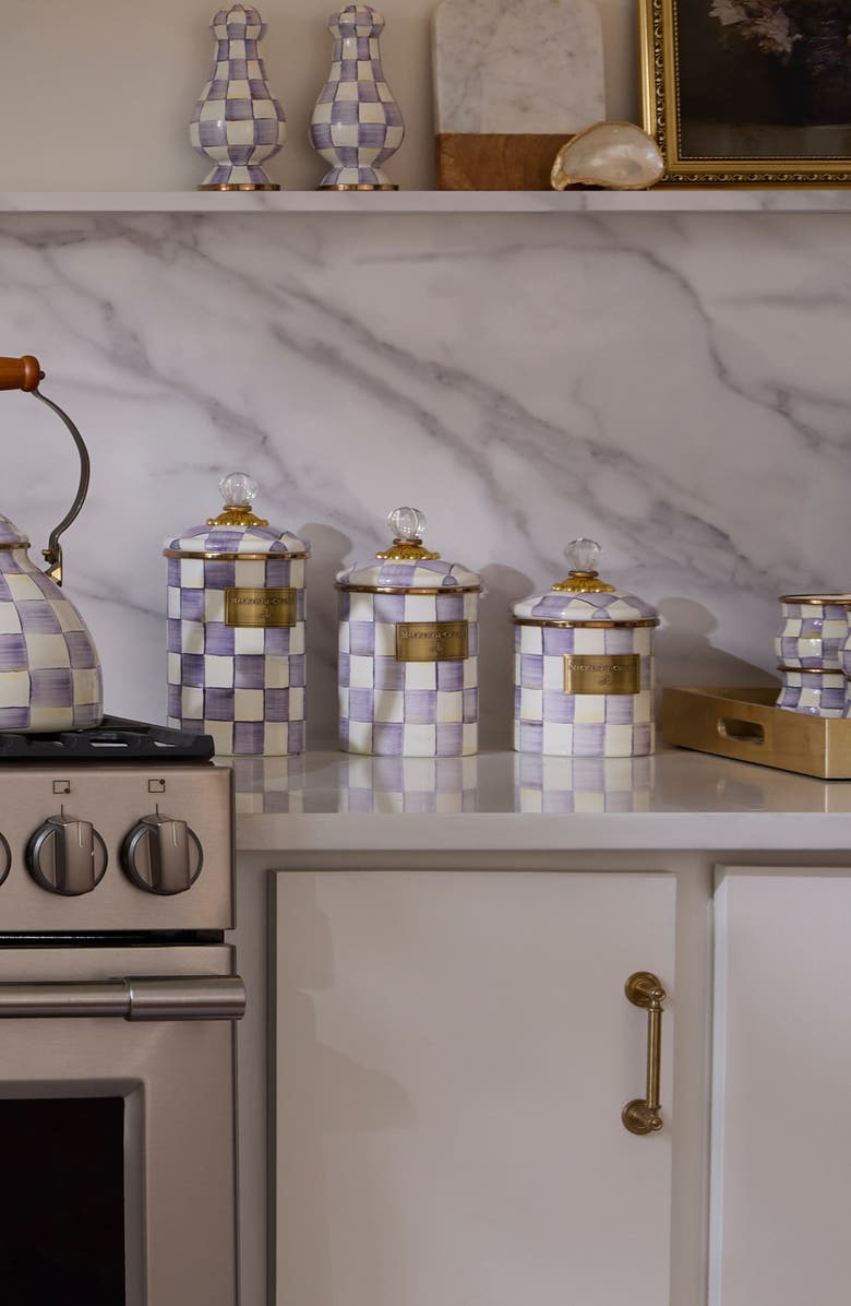 MACKENZIE CHILDS Violet Check Canister, Alternate, color, Violet