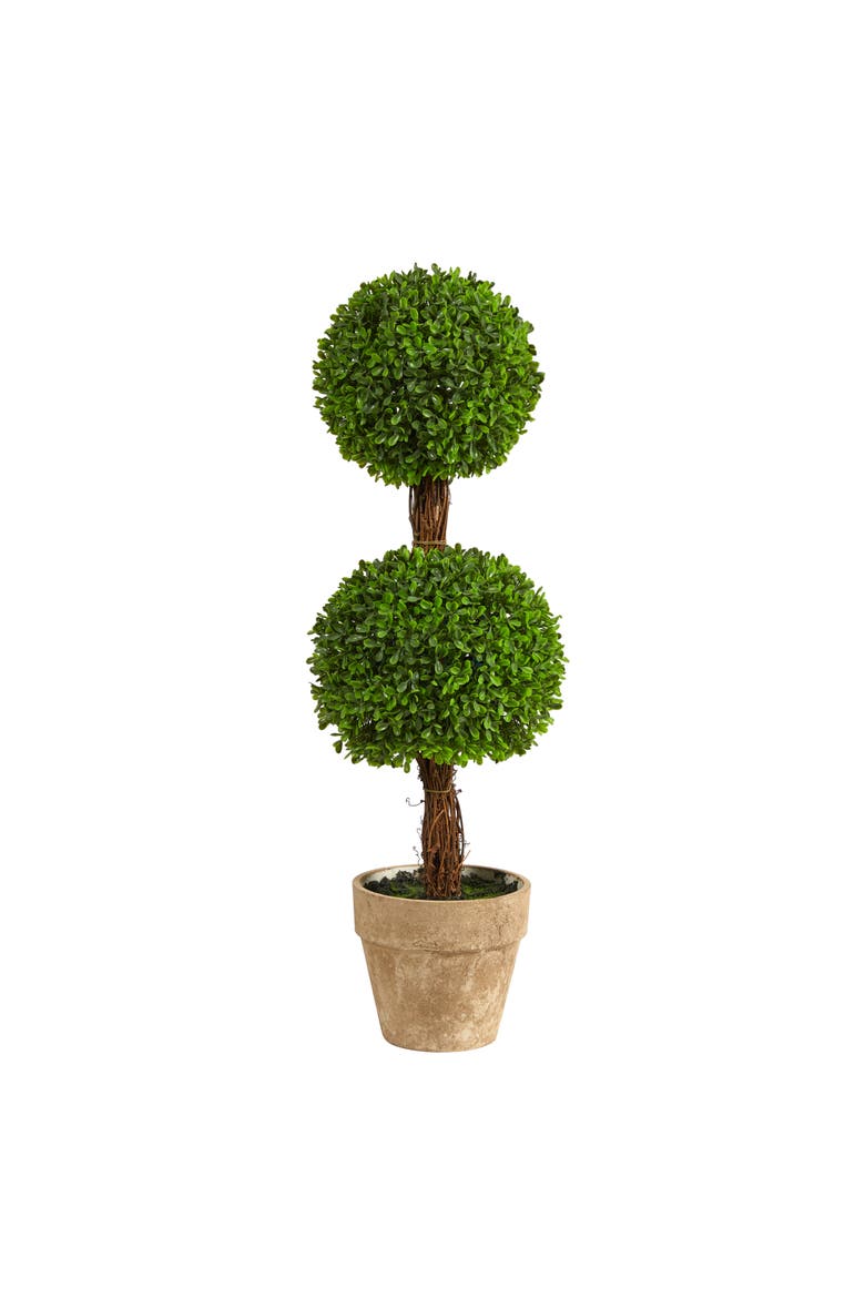 2.5-ft Boxwood Double Ball Topiary Artificial Tree, Main, color, Green
