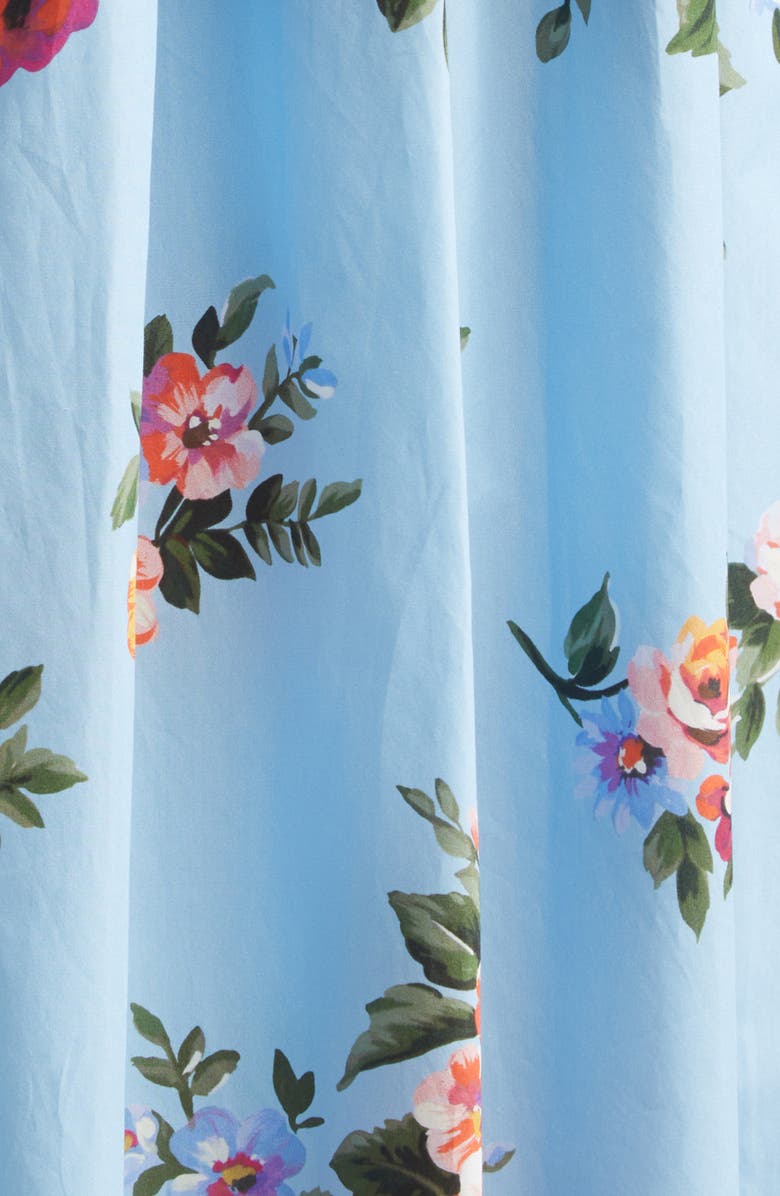 Dolce&Gabbana Floral Bouquet Print Pleated Poplin Fit & Flare Dress, Alternate, color, Fiori Celeste