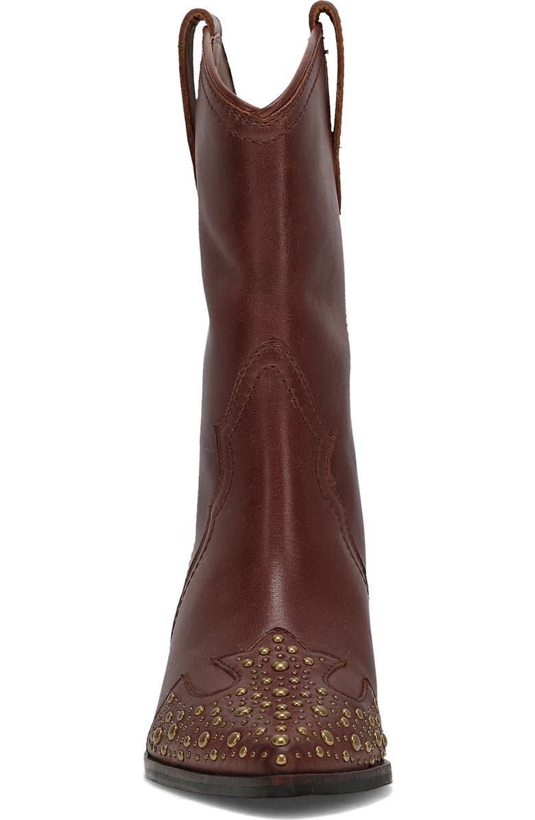 Frye Sara Studded Wingtip Western Boot, Alternate, color, Saddle