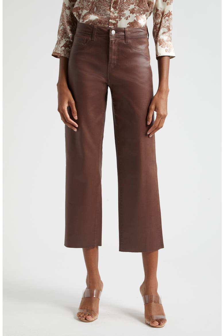 Wanda High Waist Crop Wide Leg Jeans, Main, color, CHOCOLATE TRUFFLE COATED