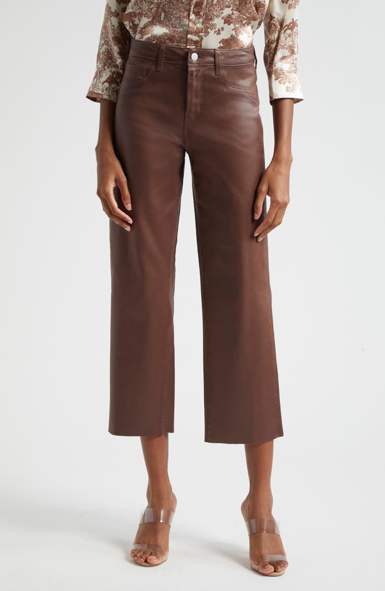L'AGENCE Wanda High Waist Crop Wide Leg Jeans, Main, color, Chocolate Truffle Coated