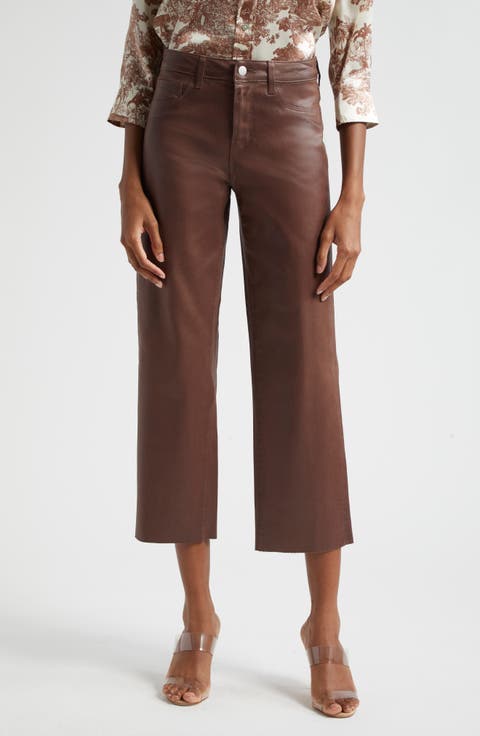 Wanda High Waist Crop Wide Leg Jeans (Chocolate Truffle Coated)