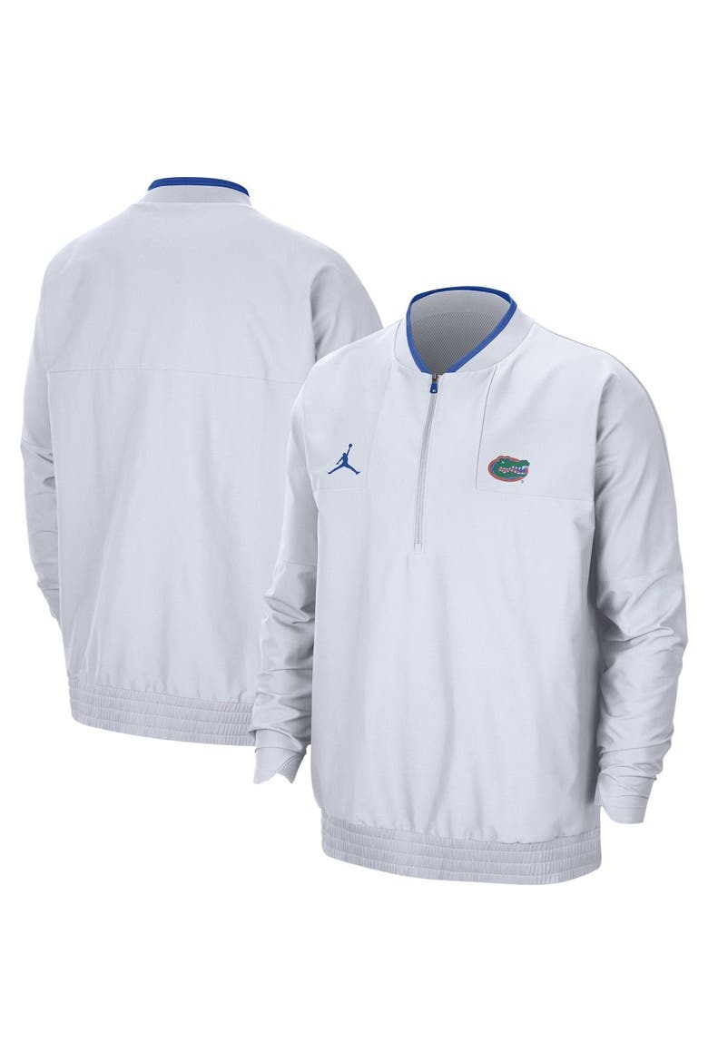 Men's Jordan Brand White Florida Gators 2021 Coach Half-Zip Jacket, Main, color, White