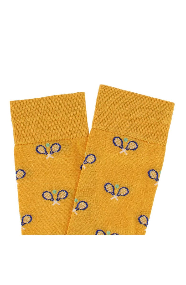 Trafalgar See You At The Club Racquet Ball Over The Calf Novelty Dress Sock, Alternate, color, Yolk Yellow