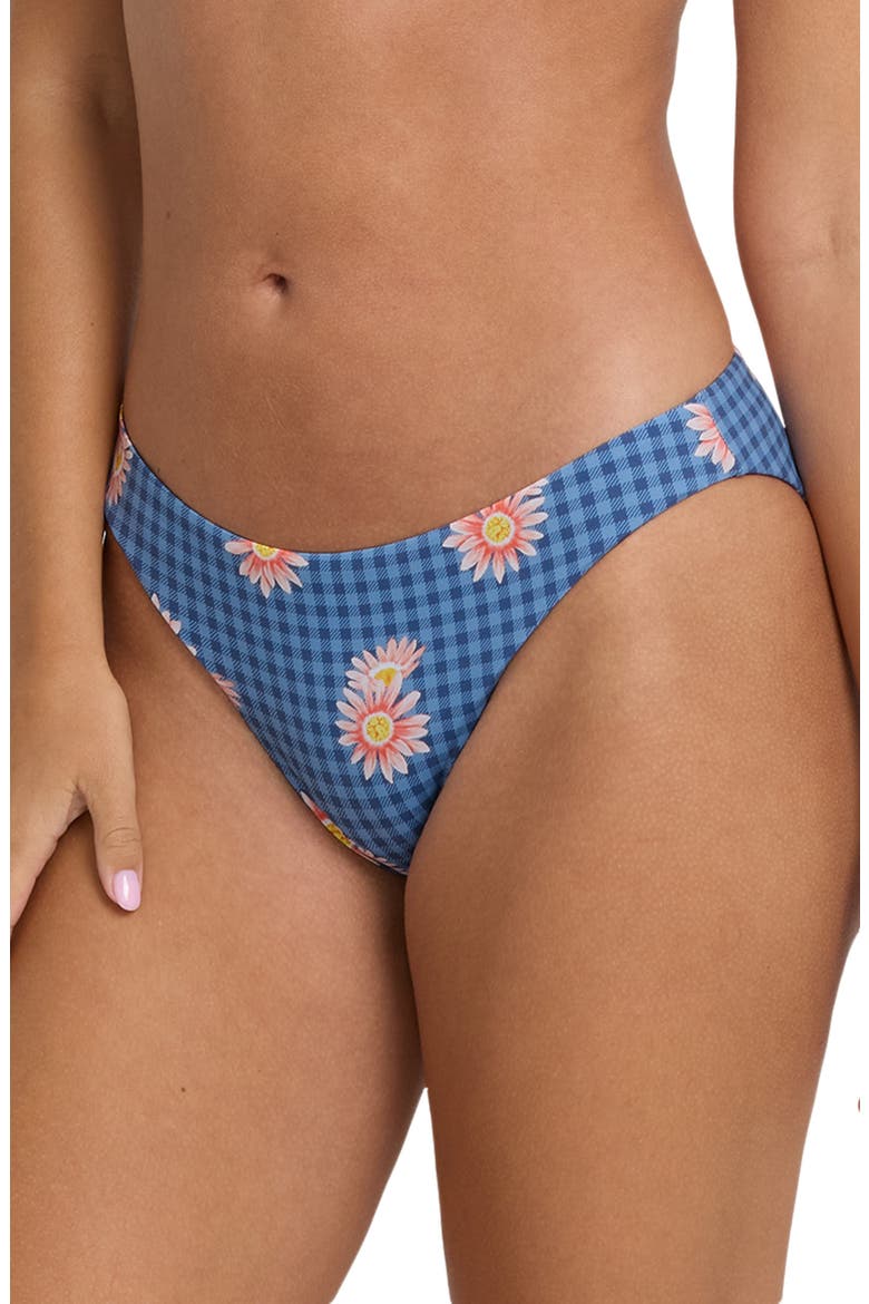 Western Sky Lowrider Gingham Floral Bikini Bottoms, Alternate, color, TRUE NAVY
