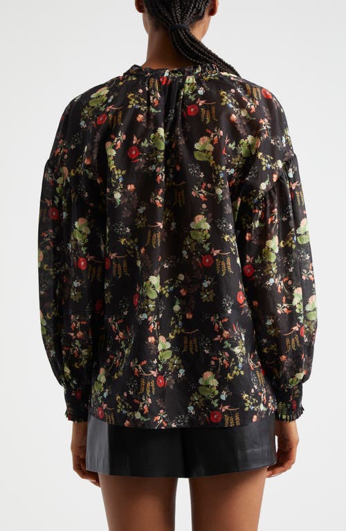 Alice And Olivia Julius Blouson-sleeve Tunic Top In Blush Kiss Black