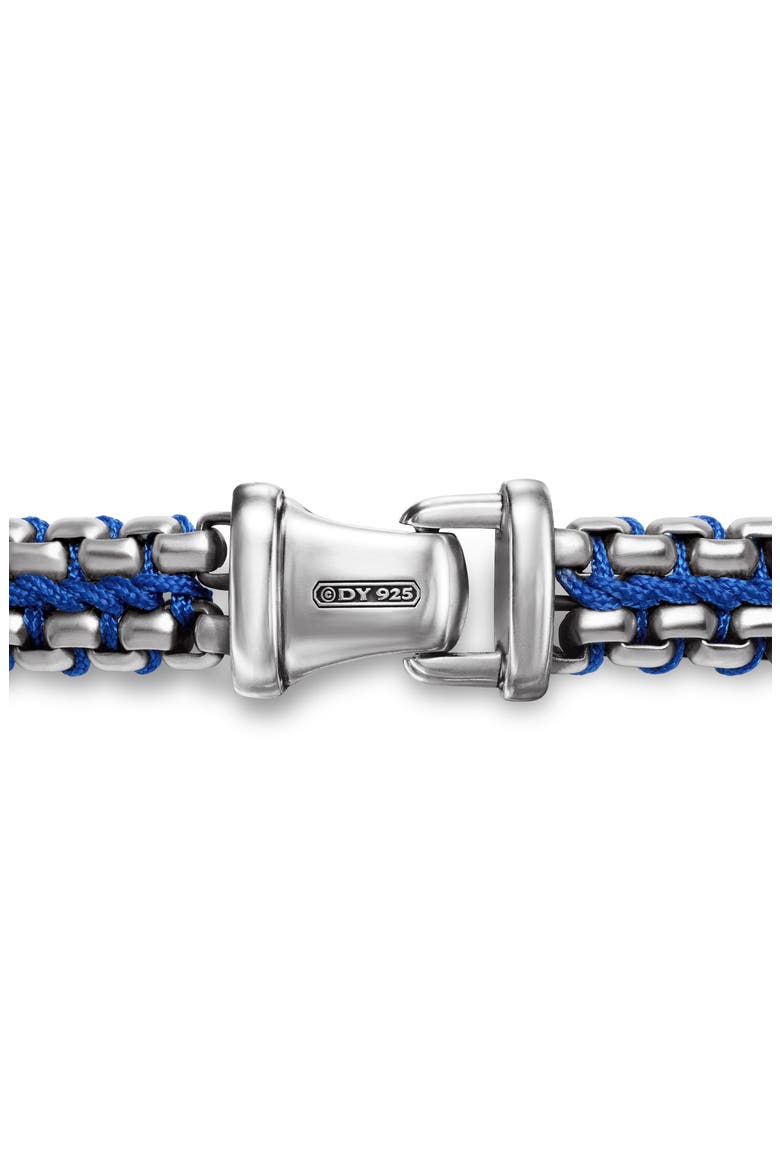 Men's Woven Box Chain Bracelet in Sterling Silver with Nylon, 10mm, Alternate, color, BLUE