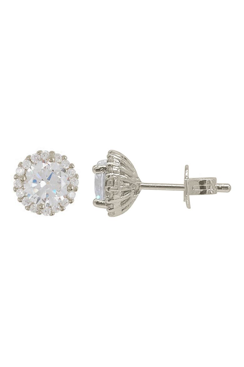 Set of 2 Assorted Crystal Halo Stud Earrings, Alternate, color, SILVER