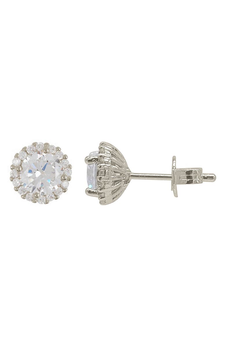 Adornia Set of 2 Assorted Crystal Halo Stud Earrings, Alternate, color, Silver