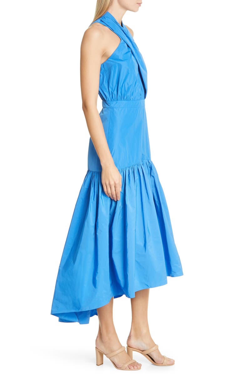 Veronica Beard Radley Halter Neck High/Low Dress, Alternate, color, Bluebell