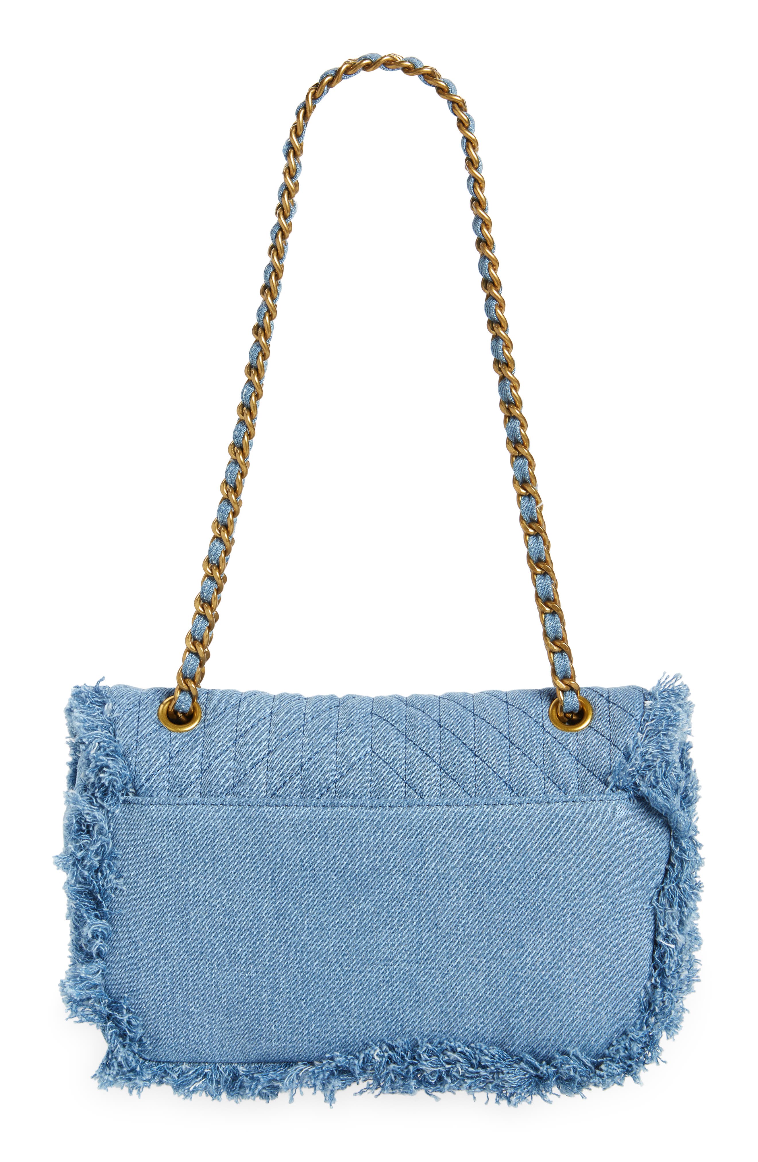 KARL LAGERFELD PARIS Medium Agyness Quilted Denim Convertible Shoulder Bag, Alternate, color, 