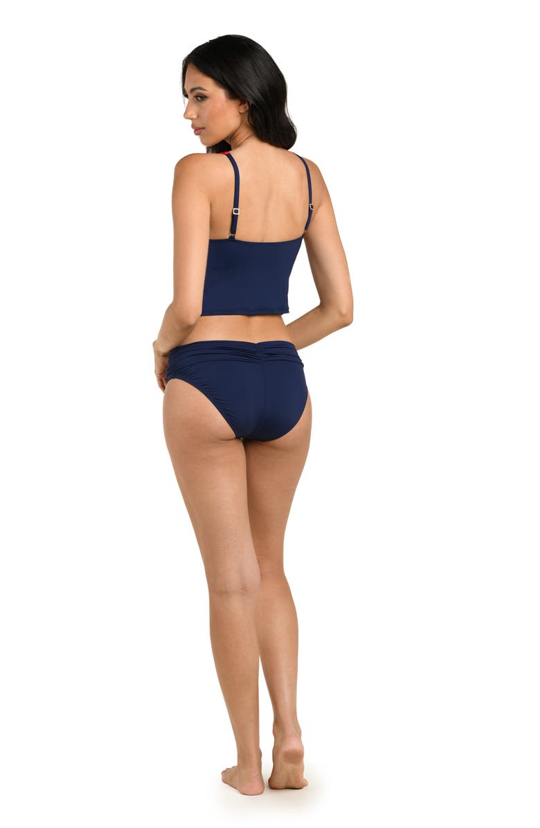 La Blanca Americana High Neck Tankini, Alternate, color, Blue Multi