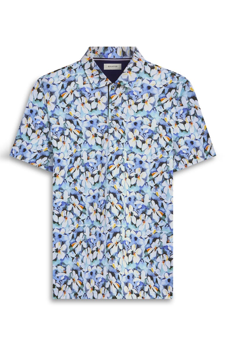 Bugatchi Hendrix Digital Floral Print Pima Cotton Polo, Alternate, color, Cobalt