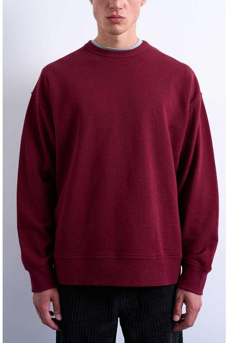 Lightweight Oversize Cotton Sweatshirt, Main, color, BURGUNDY