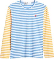 Comme des Garçons PLAY Small Heart Stripe Colorblock Long Sleeve T-Shirt