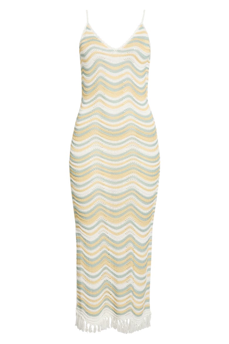 Chevron Fringe Cover-Up Maxi Dress, Alternate, color, WHITE MULTI