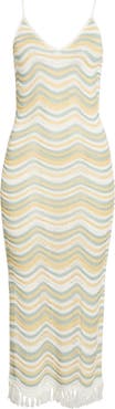 Elan Chevron Fringe Cover-Up Maxi Dress