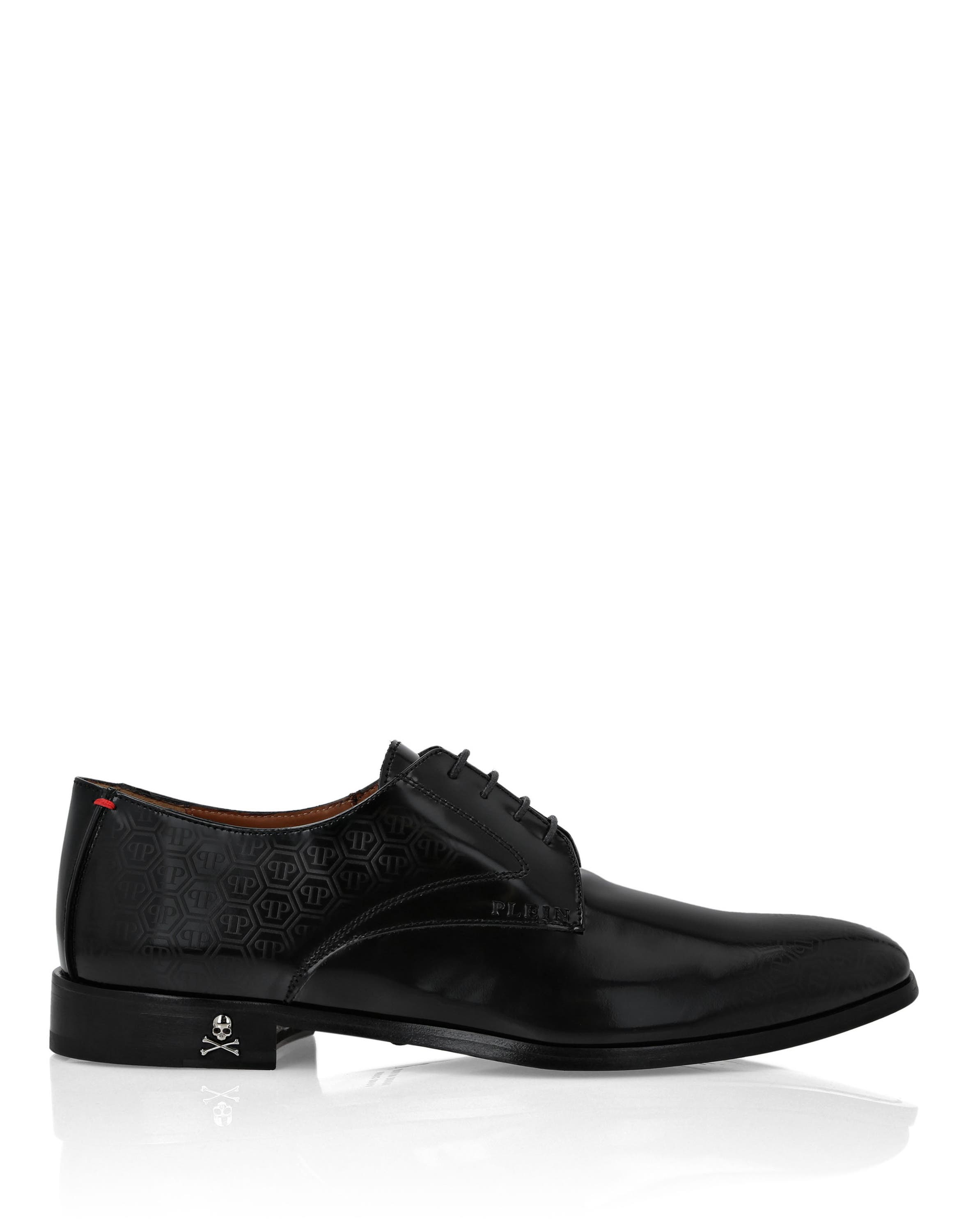 Leather Lace Up Shoes Monogram Men, Alternate, color, black