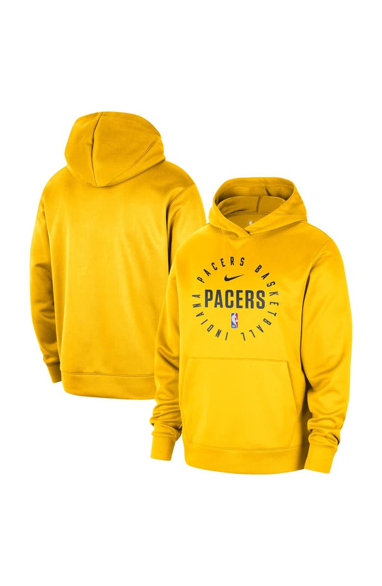 Nike Men's Nike Gold Indiana Pacers 2024/25 Spotlight On-Court Practice Performance Pullover Hoodie, Main, color, 