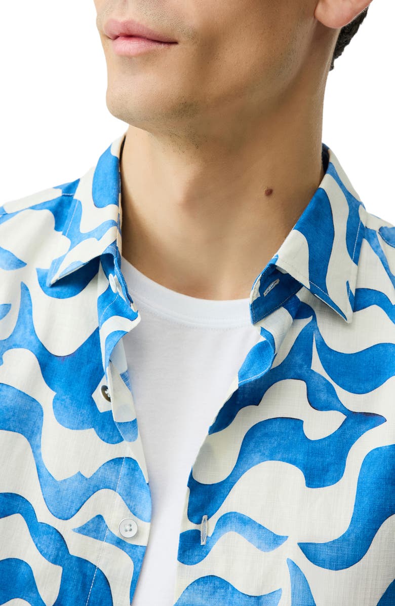 Rodd & Gunn Fireshaw Wave Print Short Sleeve Cotton Button-Up Shirt, Alternate, color, 