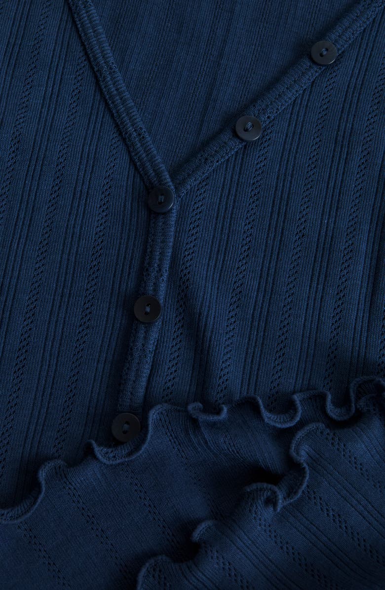 Eberjey Pointelle Rib Henley Pajama Top, Alternate, color, Navy