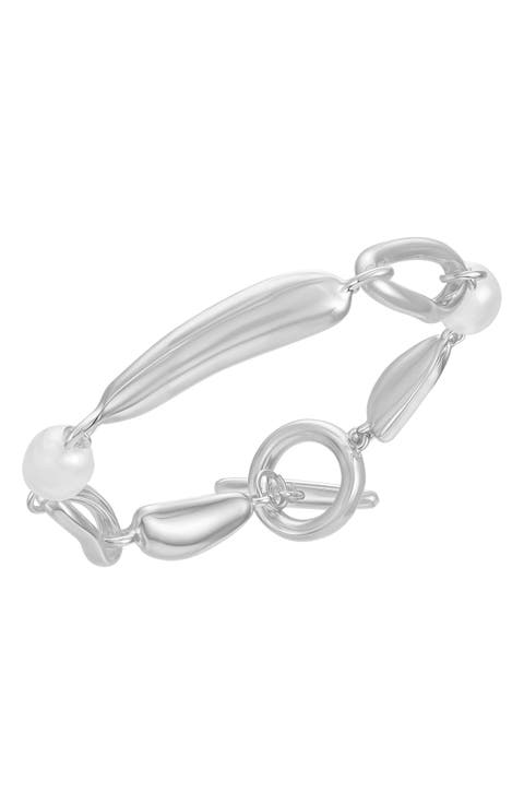 Faux Pearl Nugget Toggle Bracelet