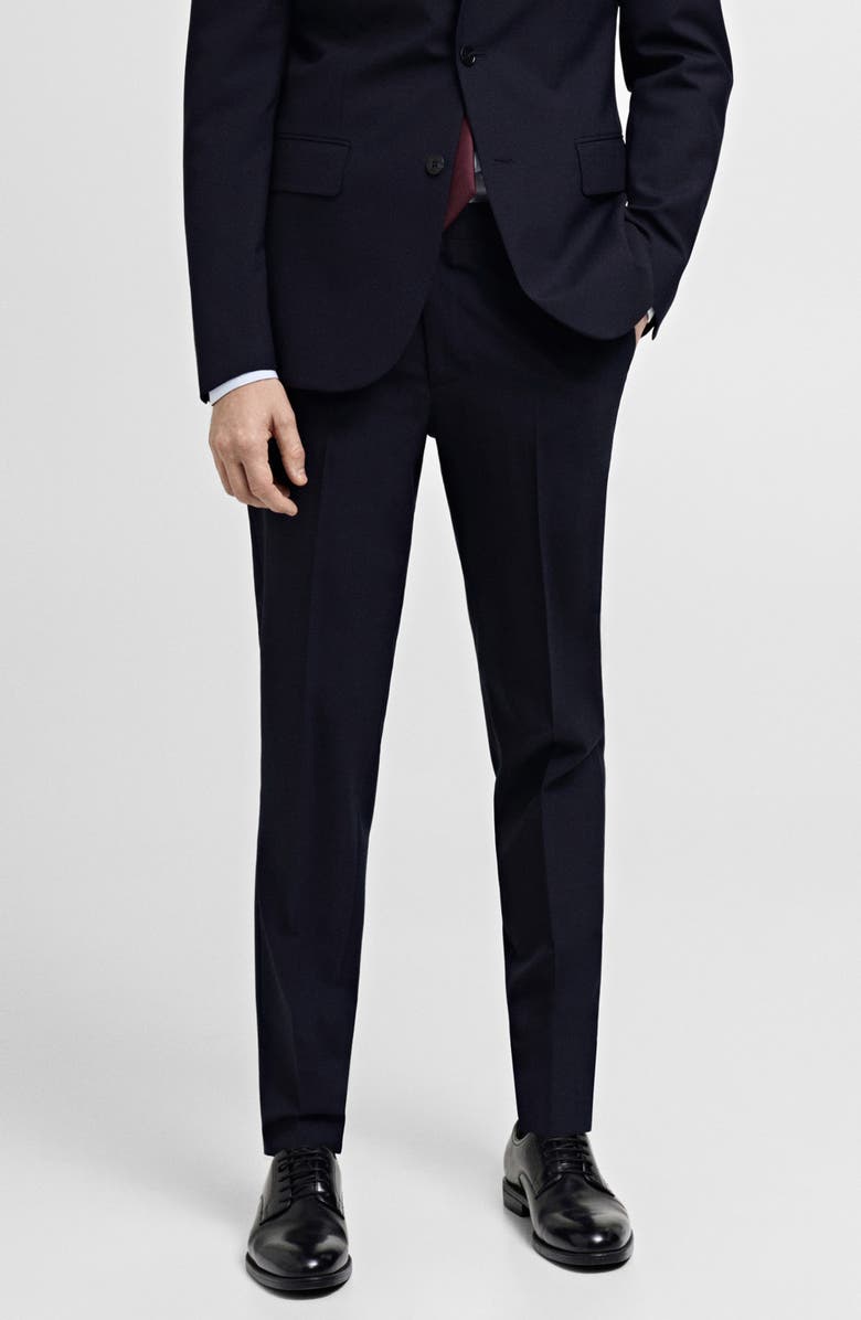 MANGO Turin Virgin Slim Fit Wool Pants, Main, color, Dark Navy