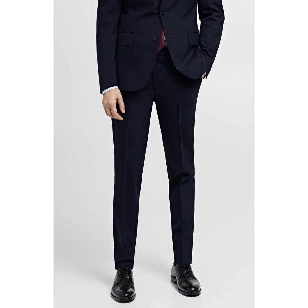 Mango Turin Virgin Slim Fit Wool Pants In Blue