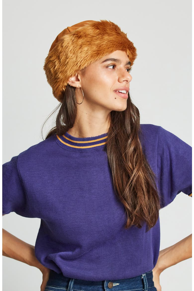 Churchill Faux Fur Cap, Alternate, color, BURNT ORANGE