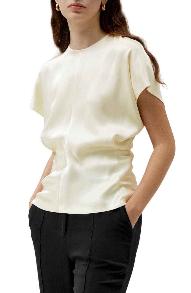 Lilysilk Women's Short Batwing Sleeve Silk Contour Top, Main, color, Lily White