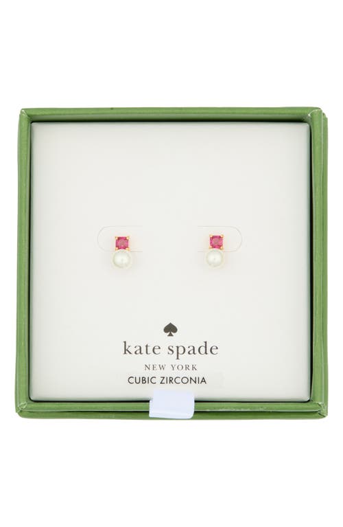 Kate Spade New York Little Faux Pearl & Cubic Zirconia Stud Earrings In White