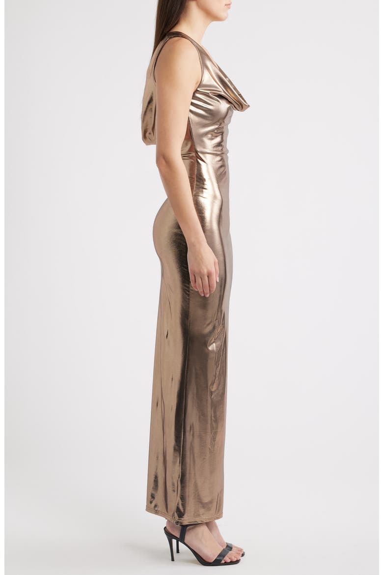 Jolie Metallic Sleeveless Maxi Dress, Alternate, color, ROSE GOLD