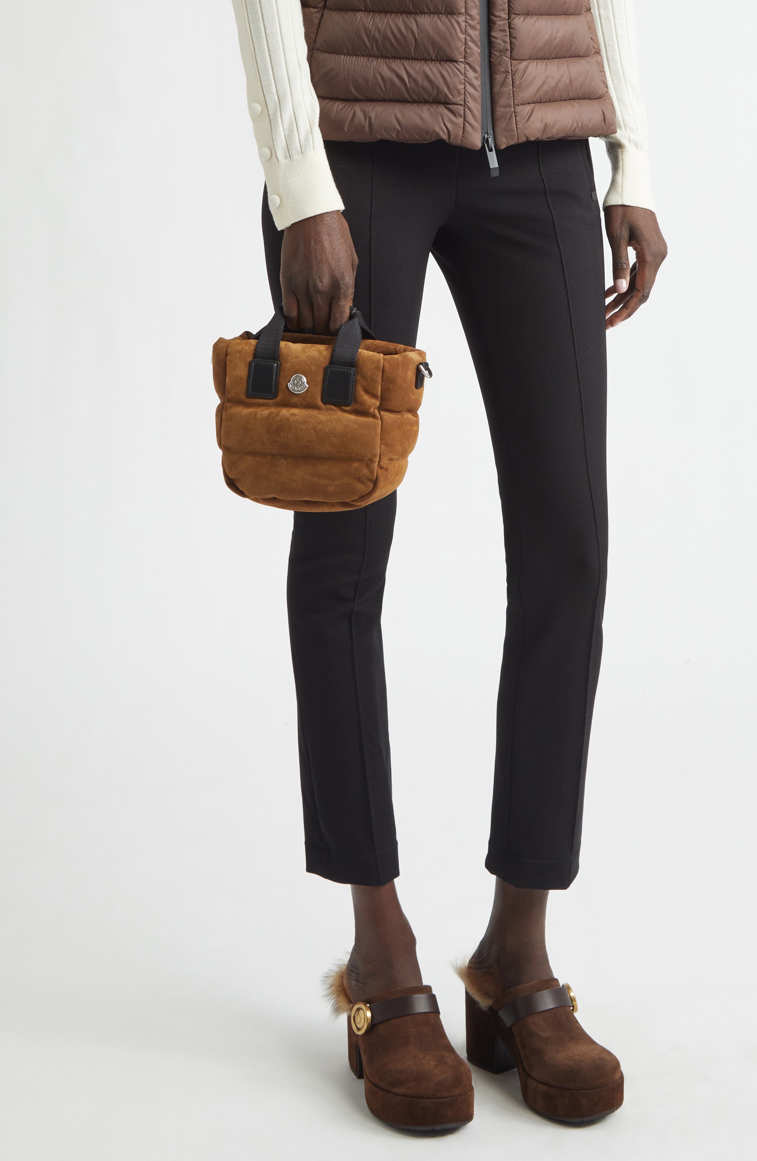 Moncler Micro Caradoc Puffer Crossbody Bag, Alternate, color, Espresso