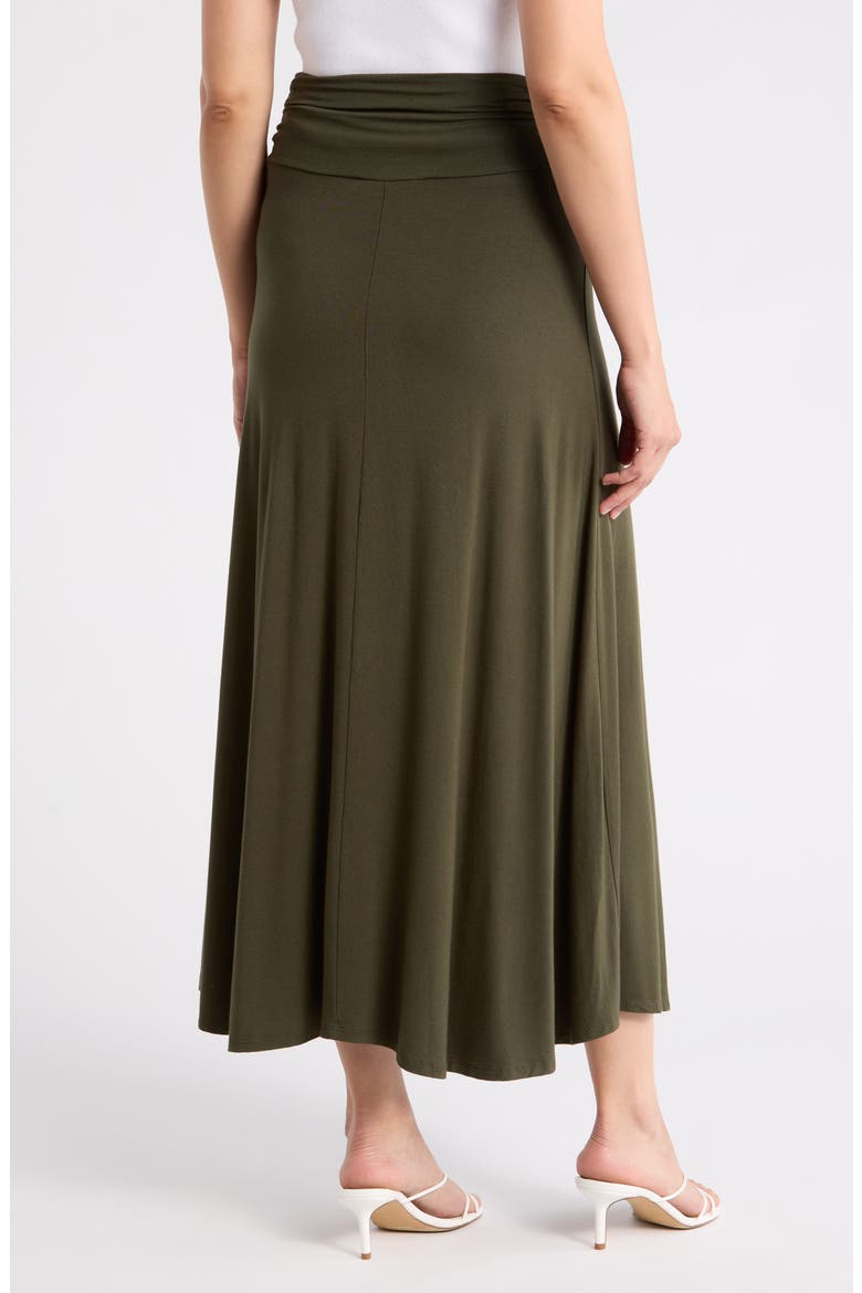 Foldover Waist Midi Skirt, Alternate, color, OLIVE
