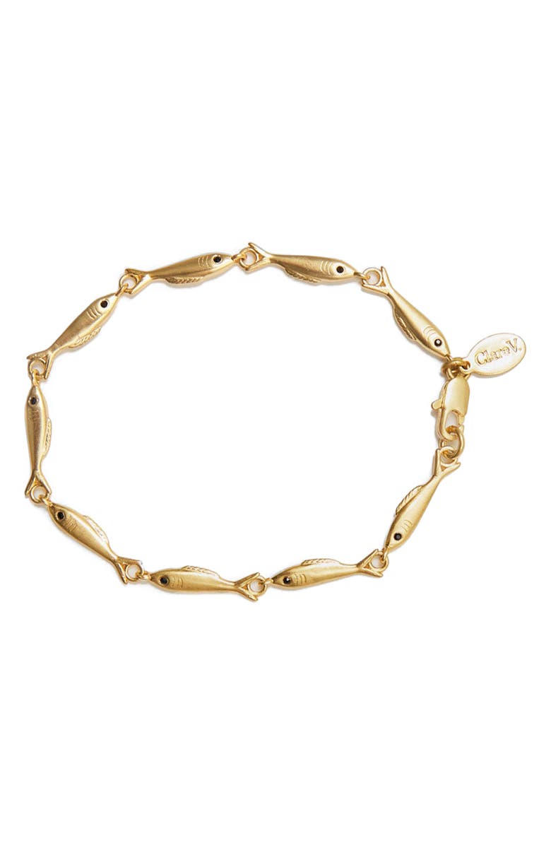 Clare V. Sardine Link Bracelet, Main, color, Vgold