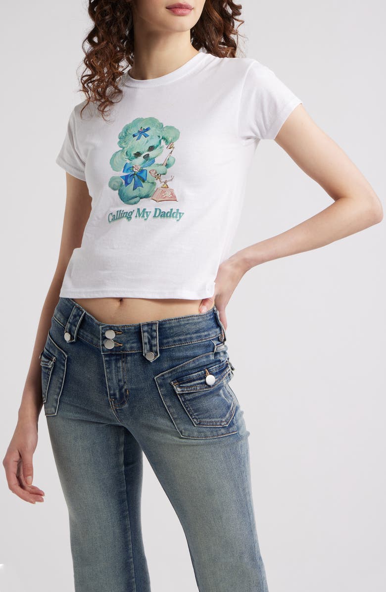 NASTY GAL Calling My Daddy Graphic Baby Tee, Main, color, 