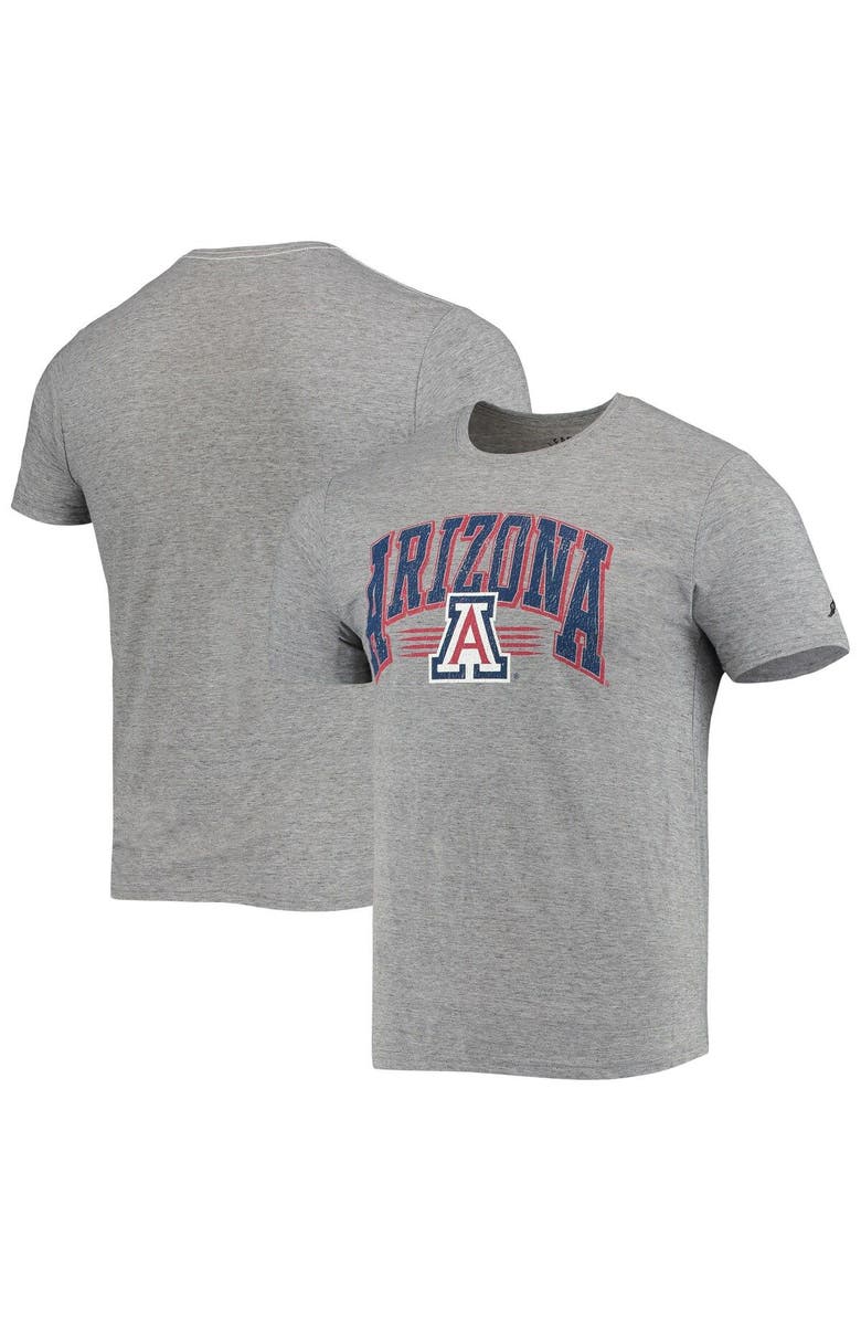 LEAGUE COLLEGIATE WEAR Men's League Collegiate Wear Heathered Gray Arizona Wildcats Upperclassman Reclaim Recycled Jersey T-Shirt, Main, color, 