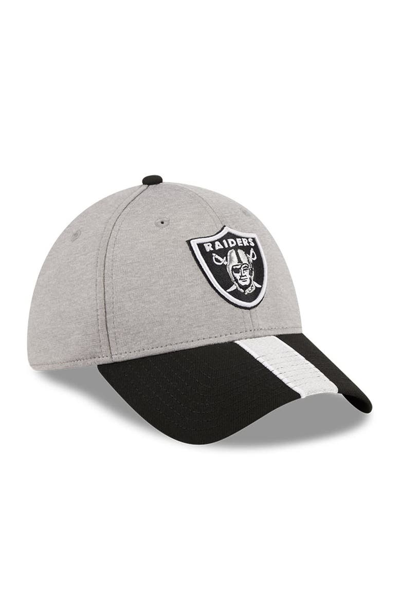 New Era Men's New Era Heather Gray/Black Las Vegas Raiders Striped 39THIRTY Flex Hat, Alternate, color, Heather Gray