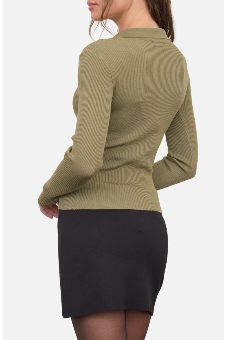 Ribbed Button Detail Sweater, Alternate, color, OLIVE