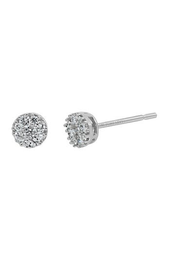 Bony Levy Mika 18k White Gold Pavé Diamond Round Stud Earrings In Silver