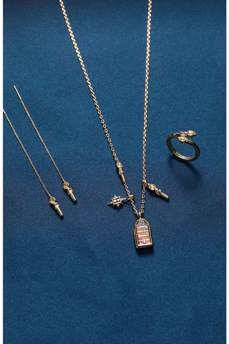Harry Potter Great Hall Candle Threader Earrings, Alternate, color, Gold