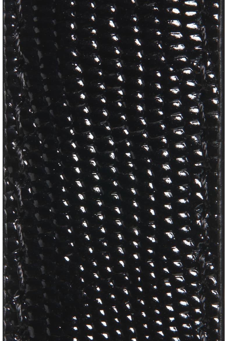 Stitched Lizard Embossed Glazed Leather Belt, Alternate, color, BLACK