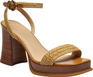 COACH Tea Rose Raffia Platform Ankle Strap Sandal