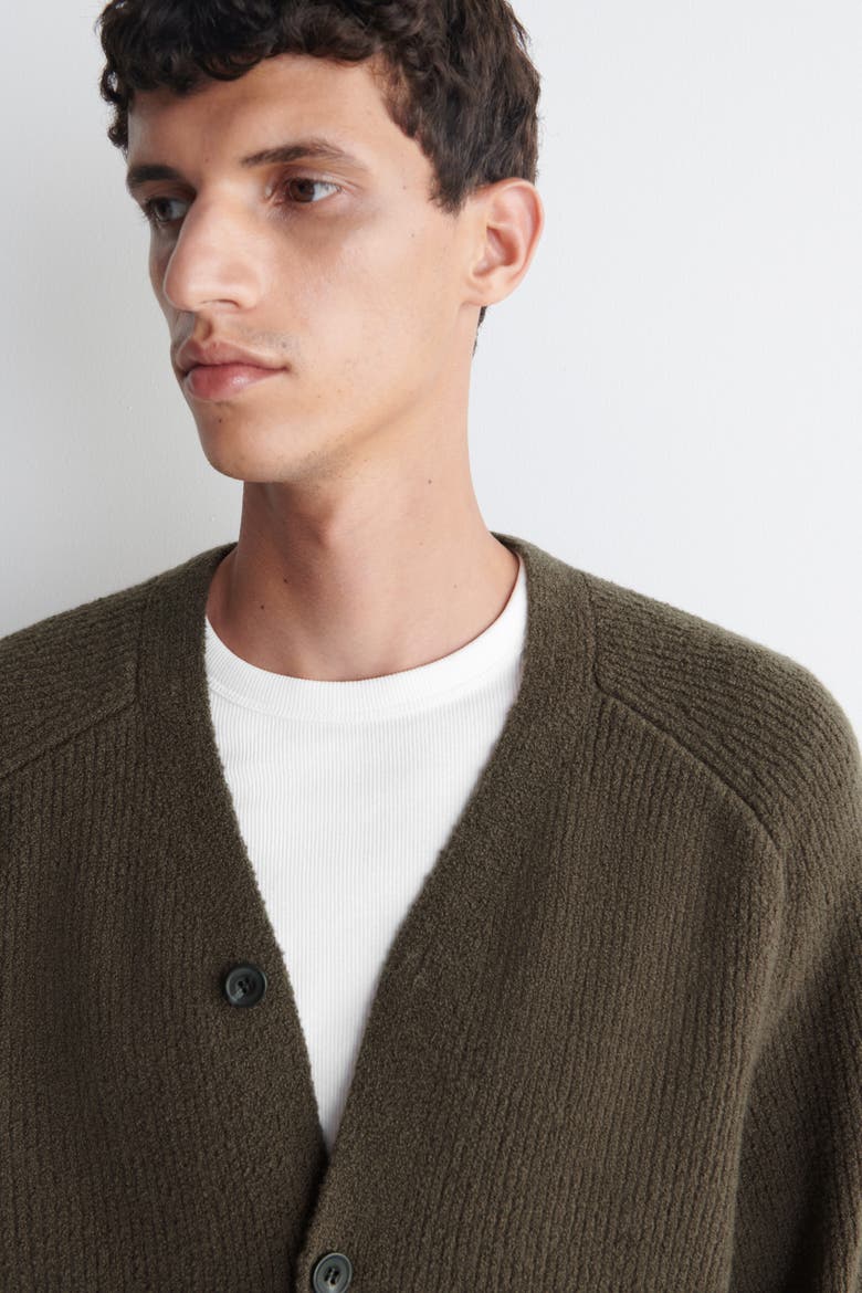 Wool-Blend Bouclé Cardigan, Alternate, color, BROWN
